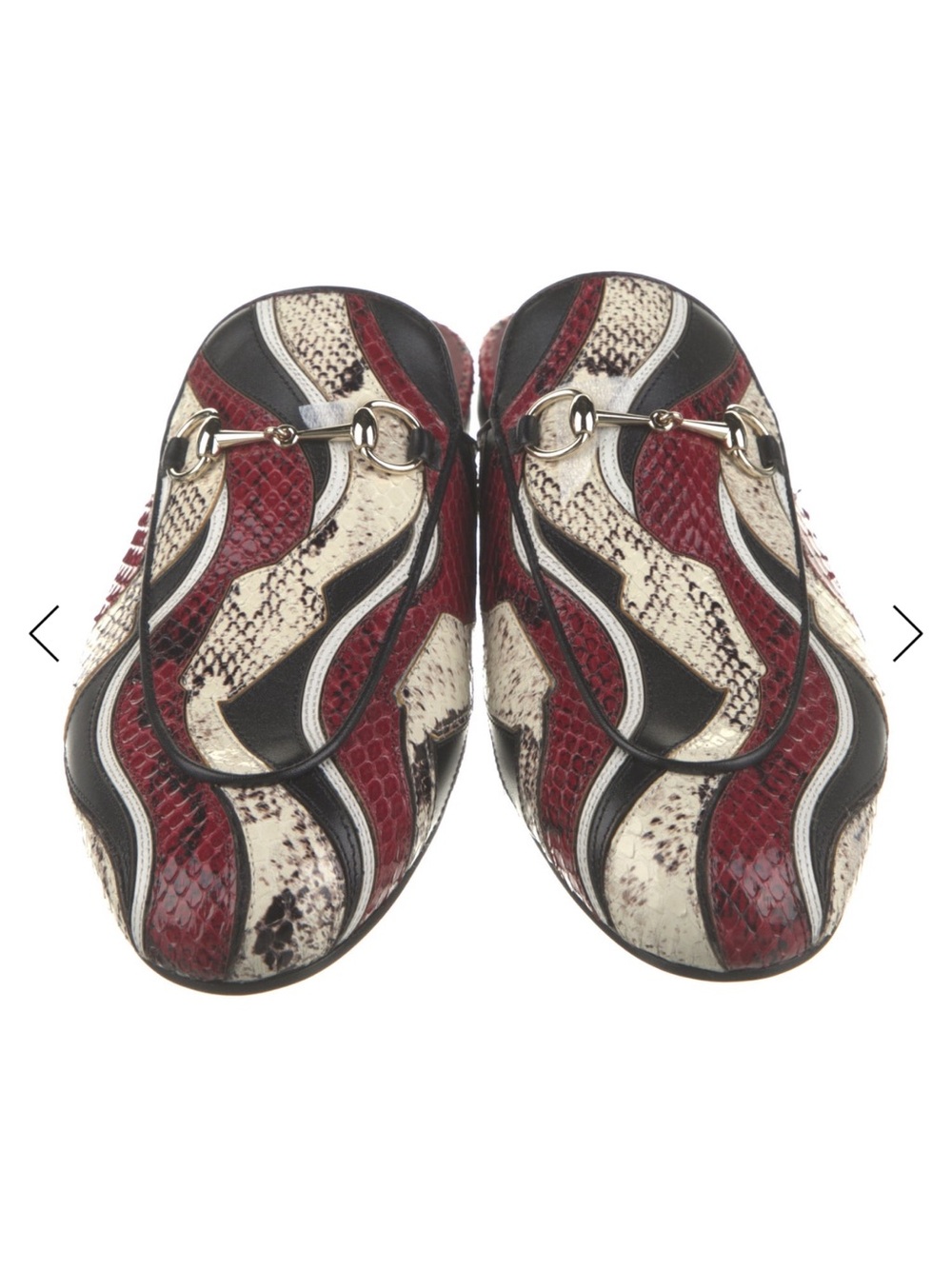 🐍GUCCI Women's Red & Black Python Mules NWT Box Included Size-9 🐍